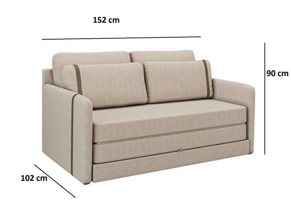 SOFA CAMA MARTINA NEW LEATHER MARRON/ ARENA - Imagen 3