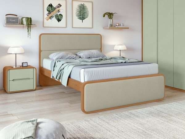 CAMA MATRIMONIO 1,40 LOOP -BOUCLE VERDE /AMENDOA CLEAN