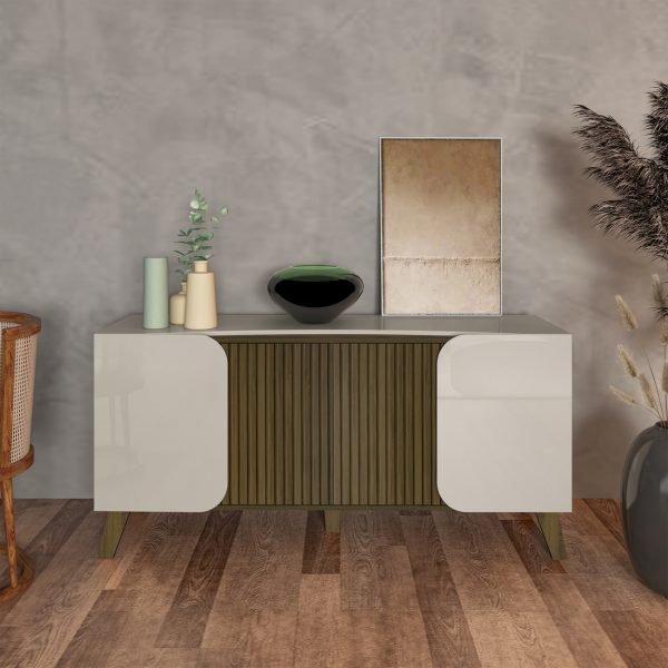 CREDENZA-BUFFET ELEGANCE- OFF WHITE/ PINO RIPADO