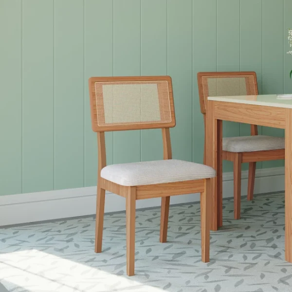 SILLA DE COMEDOR FREIJO/BEGE RUSTICO/TELA SINTETICA