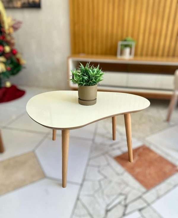 MESA DE CENTRO ORGANICA 79CM - OFF WHITE / FREIJO