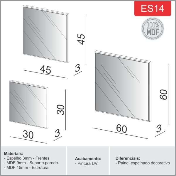 KIT PANEL DECORATIVO CUADRADO - ESPEJOS - Imagen 2