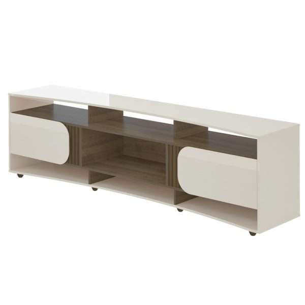 CENTRO ENT RACK ELEGANCE-OFF WHITE/ PINO RIPADO - Imagen 5