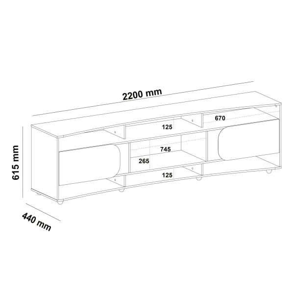 CENTRO ENT RACK ELEGANCE-OFF WHITE/ PINO RIPADO - Imagen 2