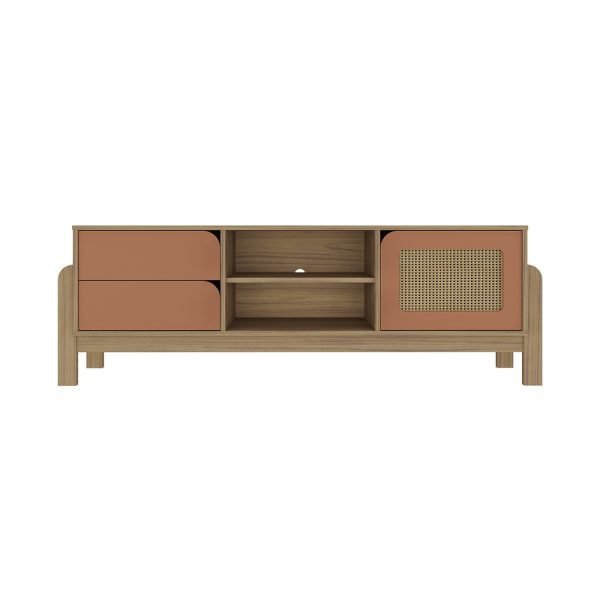 CENTRO ENT RACK NATURE- ROBLE/ TERRACOTA - Imagen 6