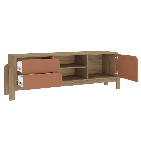 CENTRO ENT RACK NATURE- ROBLE/ TERRACOTA - Imagen 5