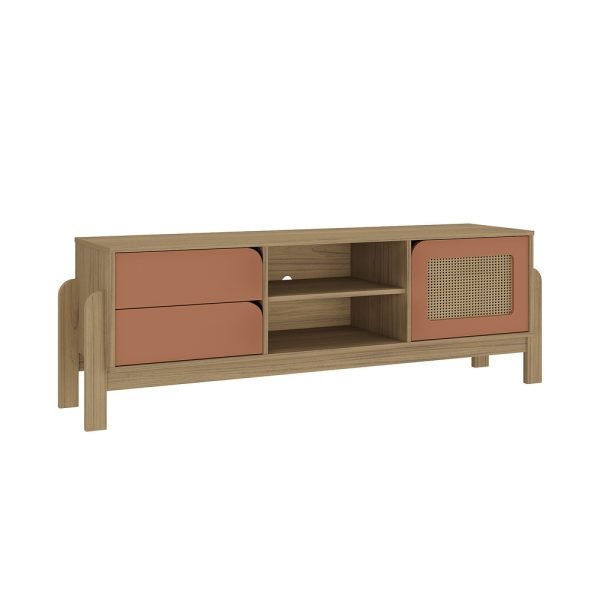 CENTRO ENT RACK NATURE- ROBLE/ TERRACOTA - Imagen 8