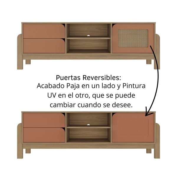 CENTRO ENT RACK NATURE- ROBLE/ TERRACOTA - Imagen 4