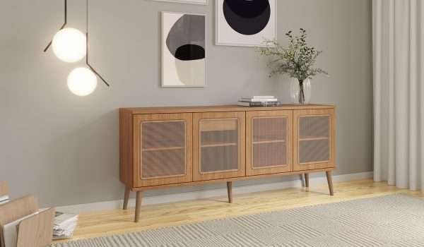 RACK 180CM C/04 PUERTAS - FREIJO / TELA SINTETICA