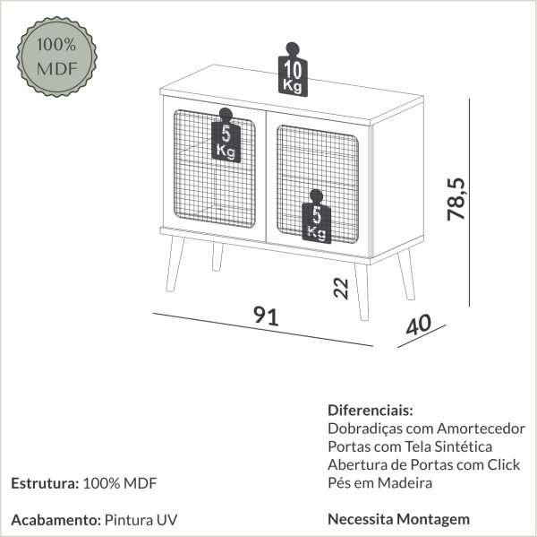 RACK 91CM - FREIJO / TELA SINTETICA - Imagen 2