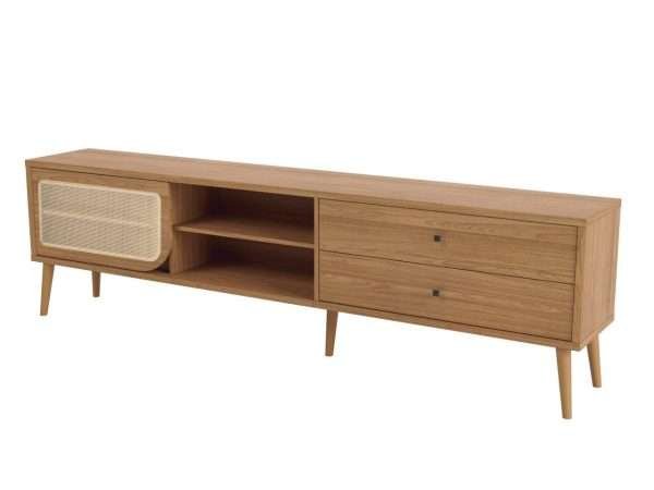 RACK 220CM C/02 CAJONES + 02 PUERTAS CORREDIZAS - FREIJO / T - Imagen 3