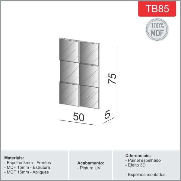 PANEL DE PARED 50CM - FREIJO / ESPEJO - Imagen 2