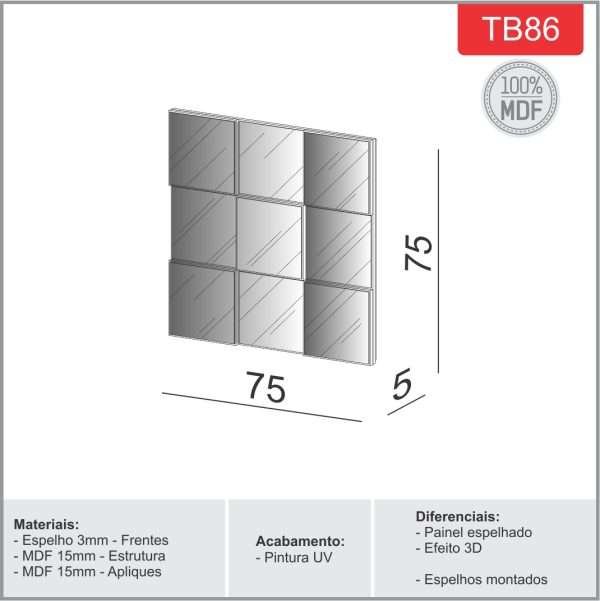PANEL  DE PARED 75CM - FREIJO / ESPEJO - Imagen 2