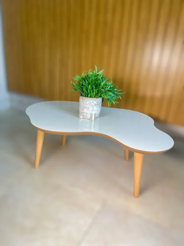 MESA DE CENTRO ORGANICA 88CM - OFF WHITE / FREIJO