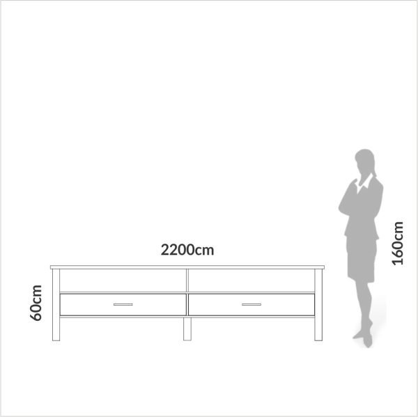 RACK INDUSTRIAL 220CM C/2 CAJONES- FREIJO/ NEGRO - Imagen 4