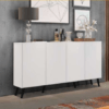 BUFFET 04 PUERTAS BLANCO + KIT 6 PATAS RETRO NEGRO