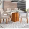 MESA ITALIA BRANCO/DEMOLICAO CON TOPE BISELADO DE MADERA Y CRISTAL