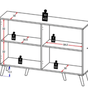 BUFFET 04 PUERTAS BLANCO + KIT 6 PATAS RETRO NEGRO