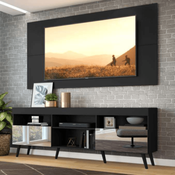 RACK CON PANEL FLORIDA NEGRO