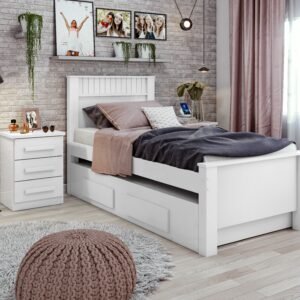 CAMA INDIVIDUAL ATHENAS BLANCA CON CAMA AUXILIAR