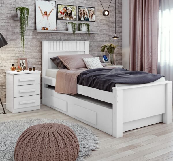 CAMA INDIVIDUAL ATHENAS BLANCA CON CAMA AUXILIAR