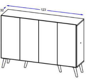 BUFFET 04 PUERTAS BLANCO + KIT 6 PATAS RETRO NEGRO