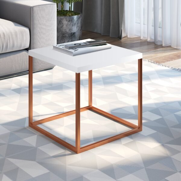 MESA CUBE  BLANCO/COBRE