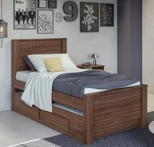 CAMA INDIVIDUAL ATHENAS AVELLANA CON CAMA AUXILIAR